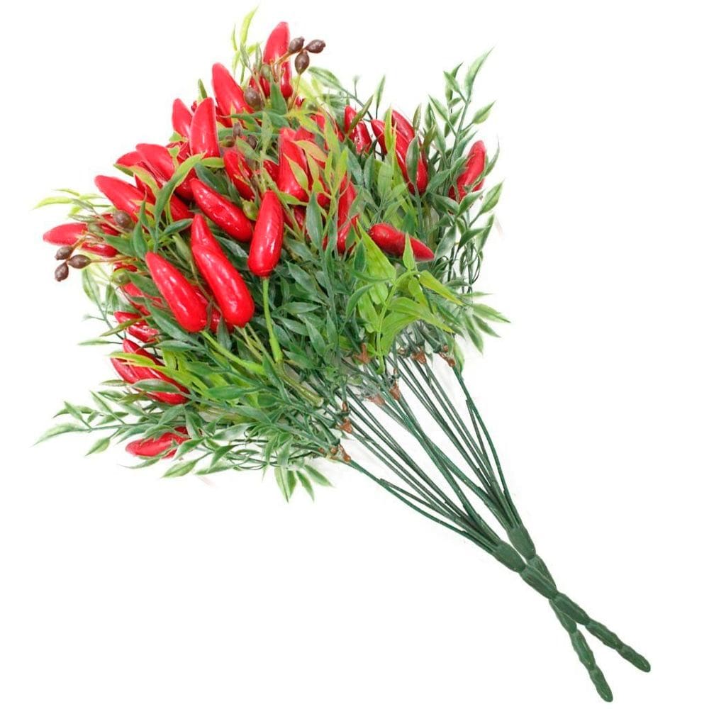 Kit 4 Ramos Artificial Planta Arranjo Pimenta Decoração 45cm