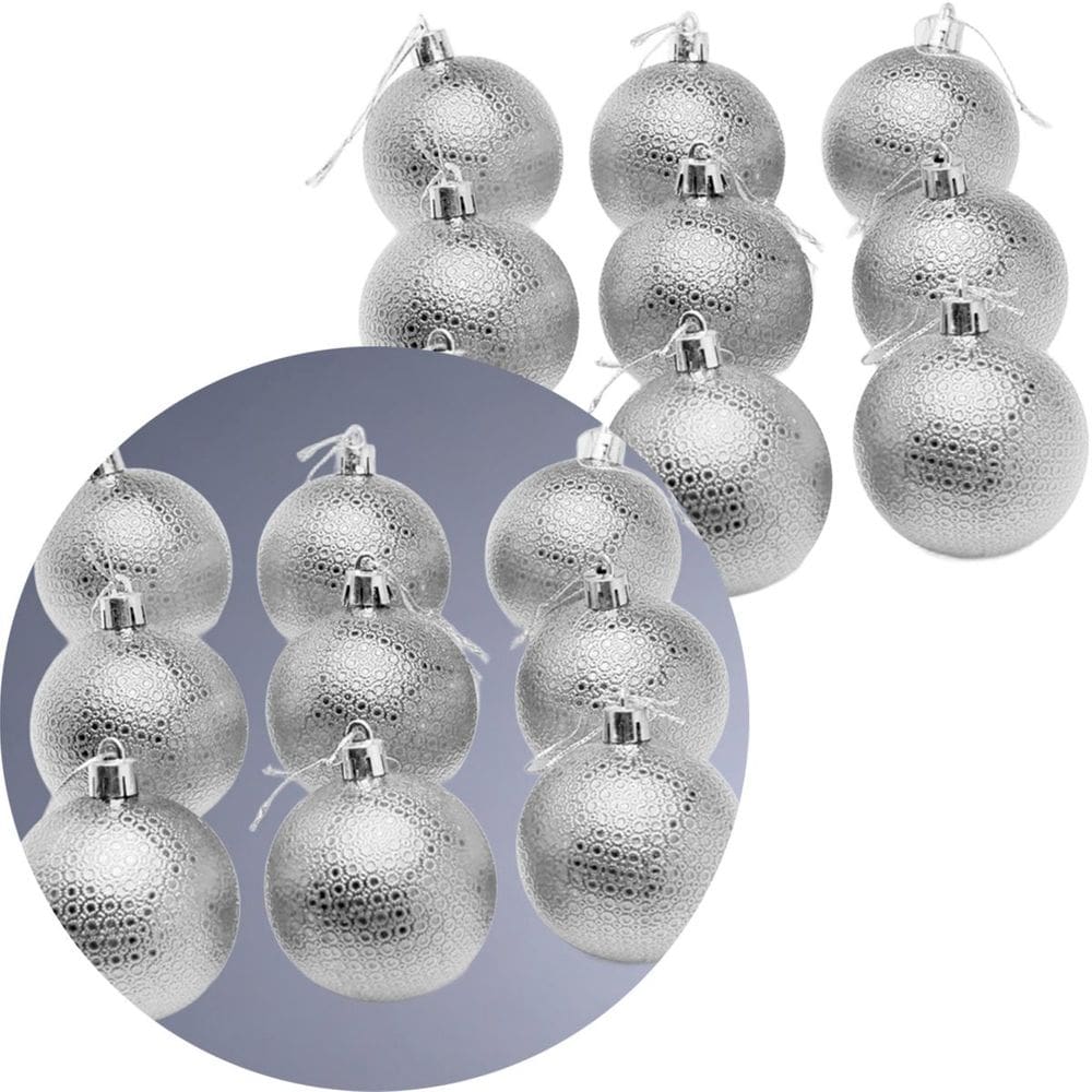 Kit 36 Bolas Natal Prata Enfeite Natalino Árvore Natal 60mm
