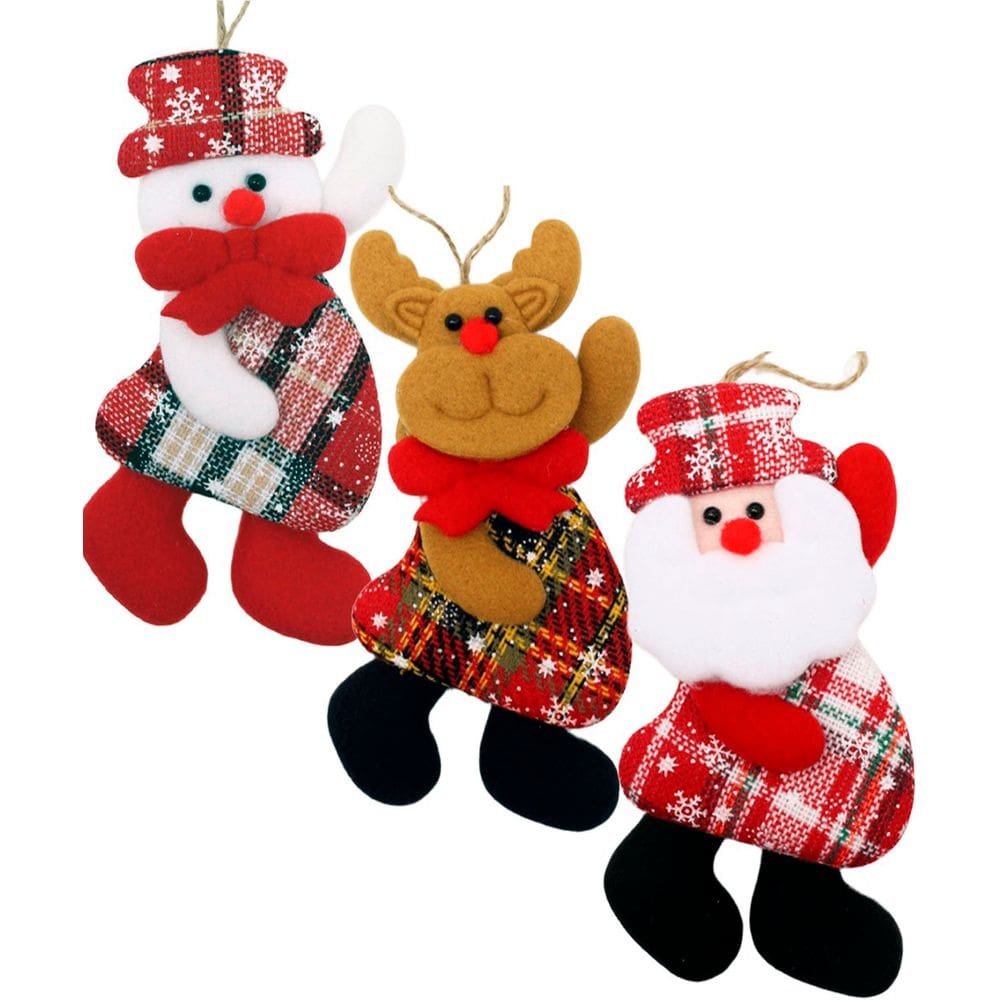 Kit 9 Pendente Natalino Boneco De Neve Papai Noel Rena 18cm