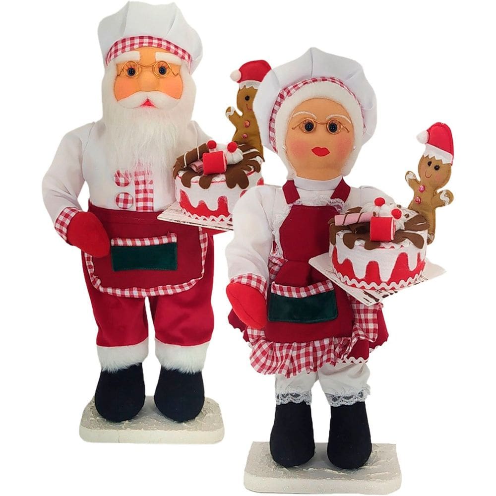 Dupla Bonecos Natalino Papai E Mamãe Noel Confeiteiros 50cm