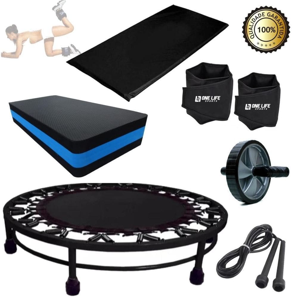 Kit Aeróbico - Mini Jump + Colchonete + Corda + Step