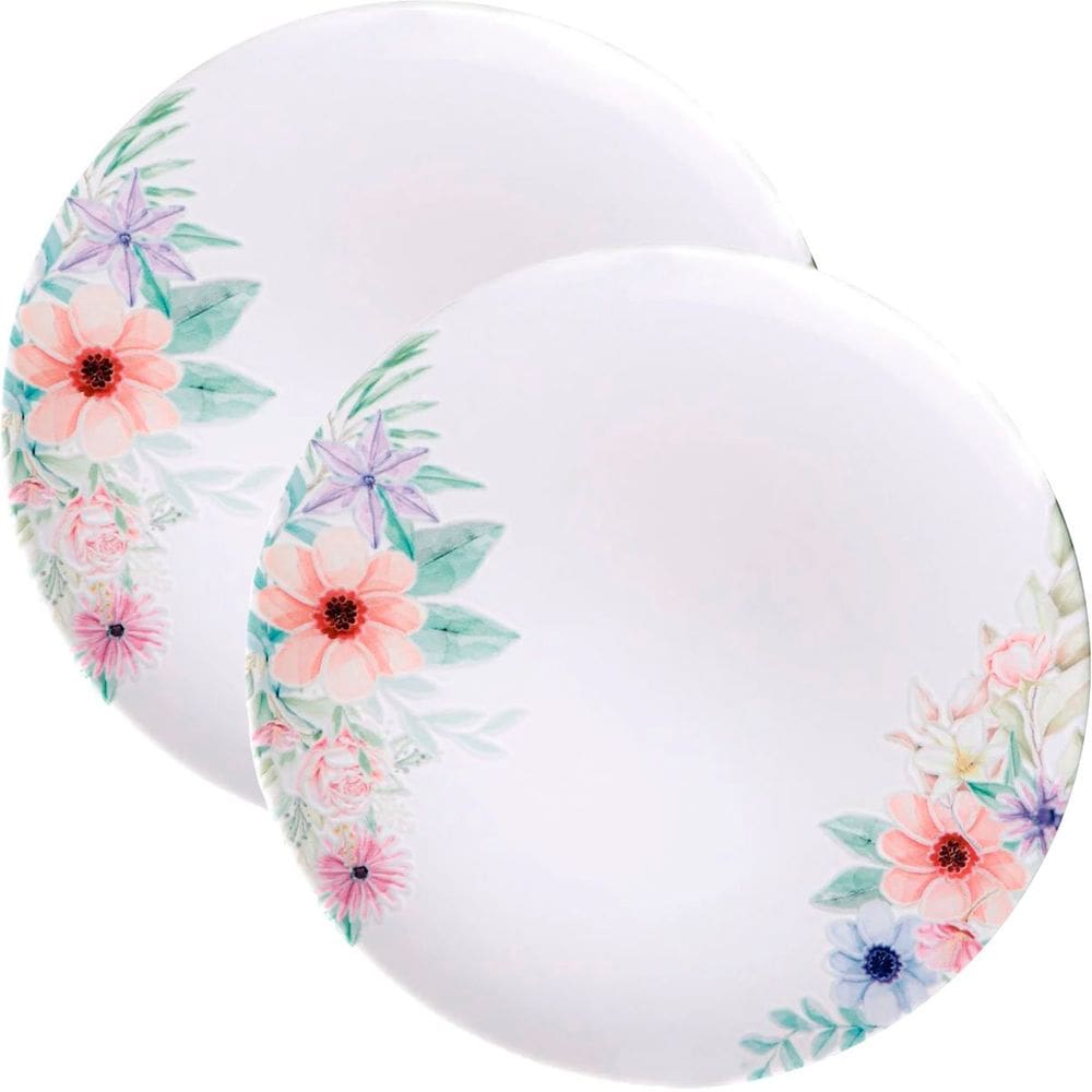 Kit Jogo De Prato Raso Jantar 8Pçs 8 Pessoas Floratta 28cm