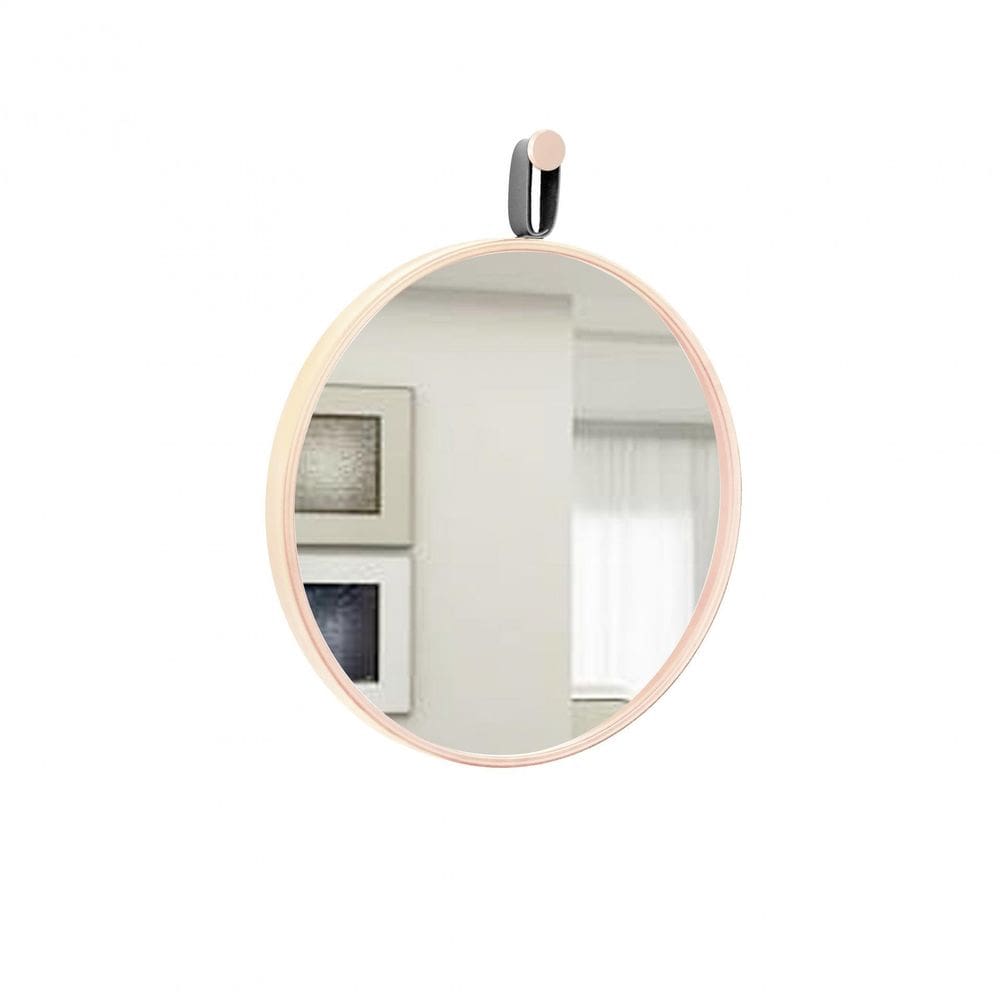 Espelho Decorativo Short Strip Rosa Alça Corino Preto 50 Cm