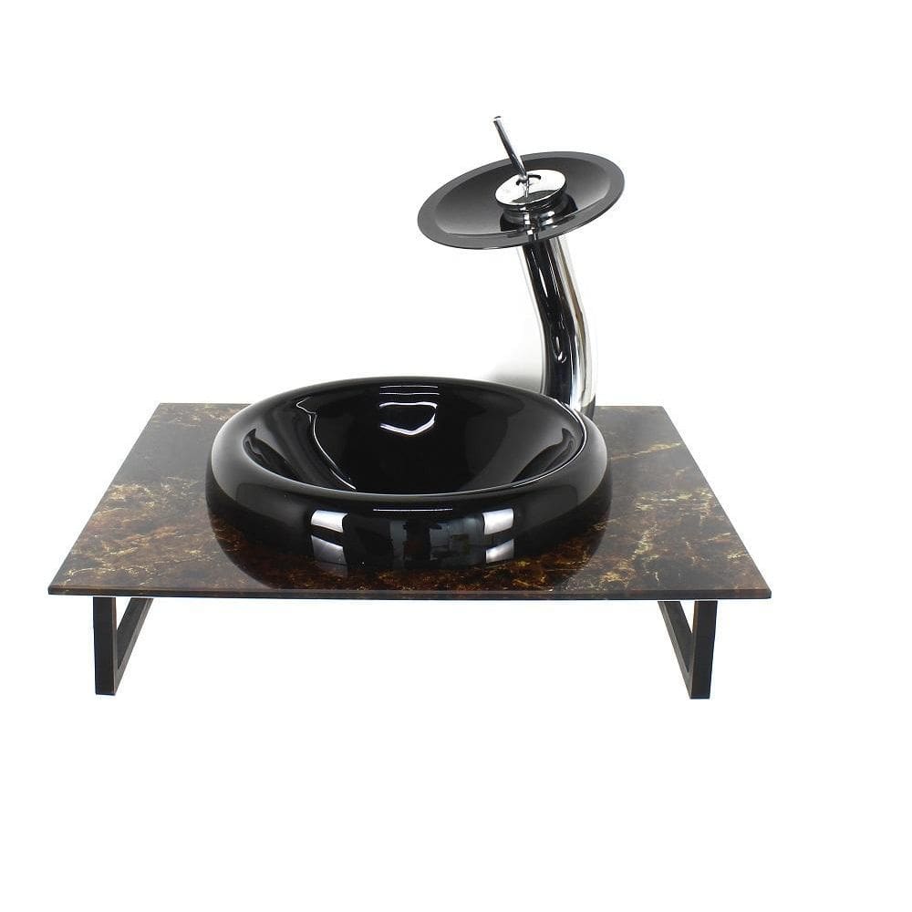 Gabinete Vidro Banheiro 50Cm Bancada Marmorizada Marmore