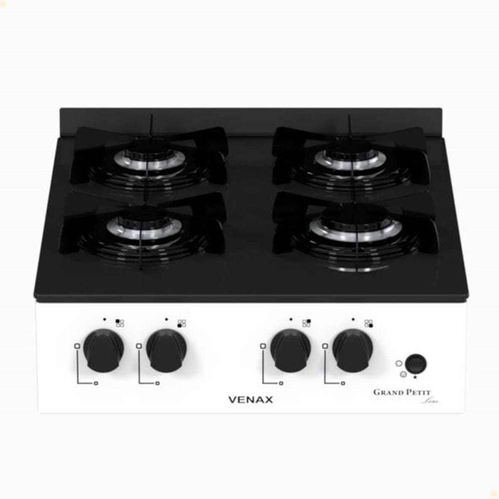 Fogão de Mesa 4 Bocas Venax Grand Petit Line Branco Gás GLP Automático Bivolt 25187