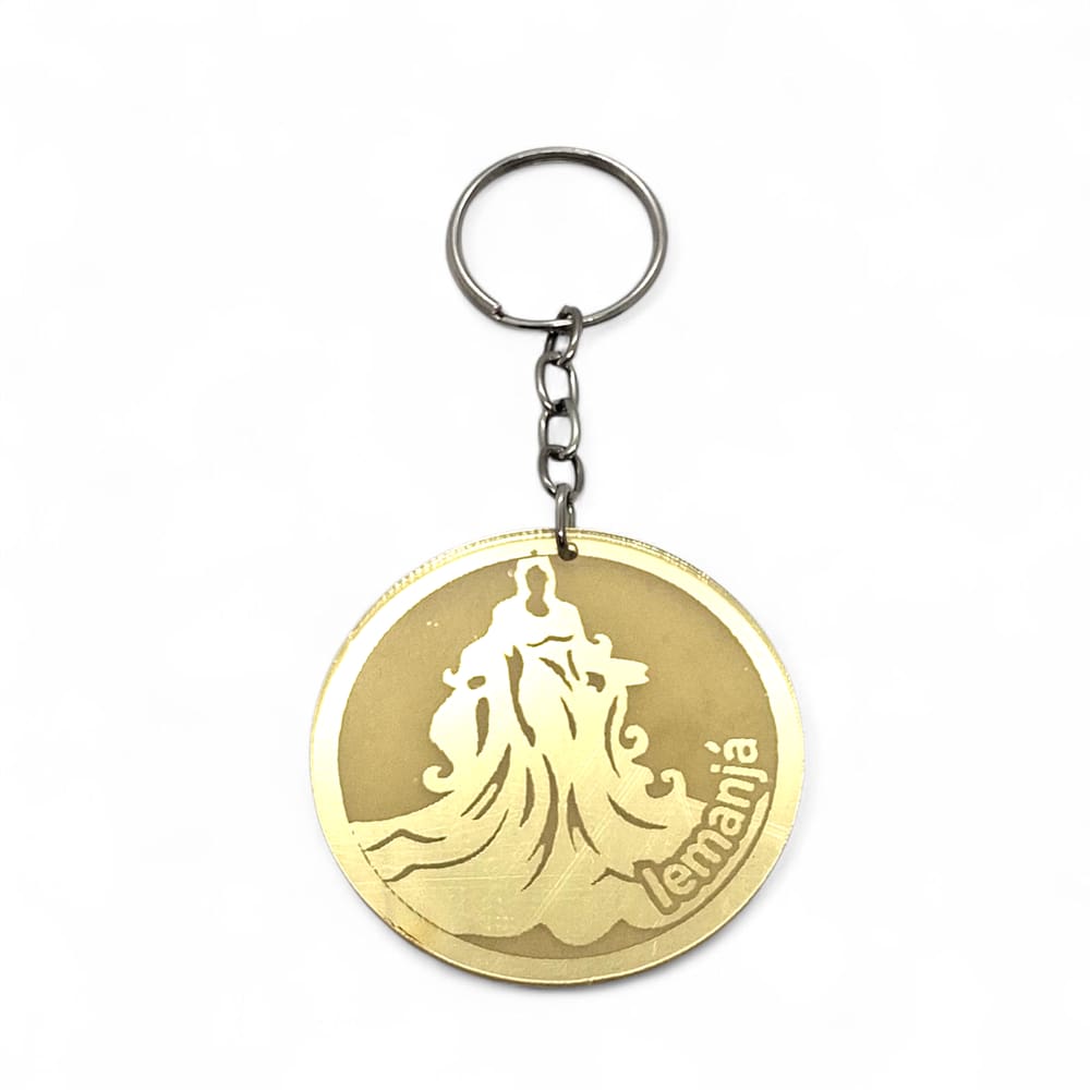 Chaveiro Mãe das Águas Iemanjá Dourado Espelhado 10 cm