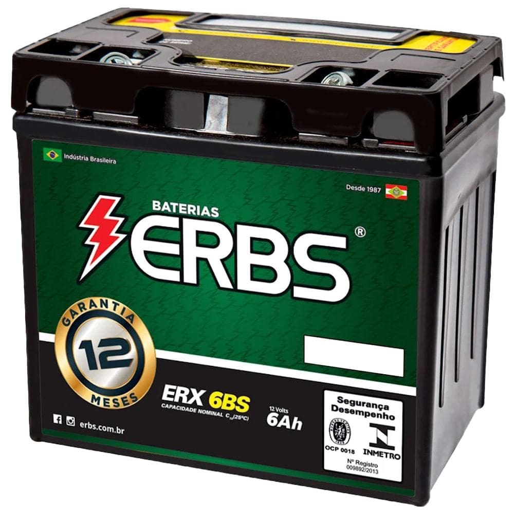 Bateria Selada ERBS 6ah ERX6BS XRE300 Fan Bros Titan PCX
