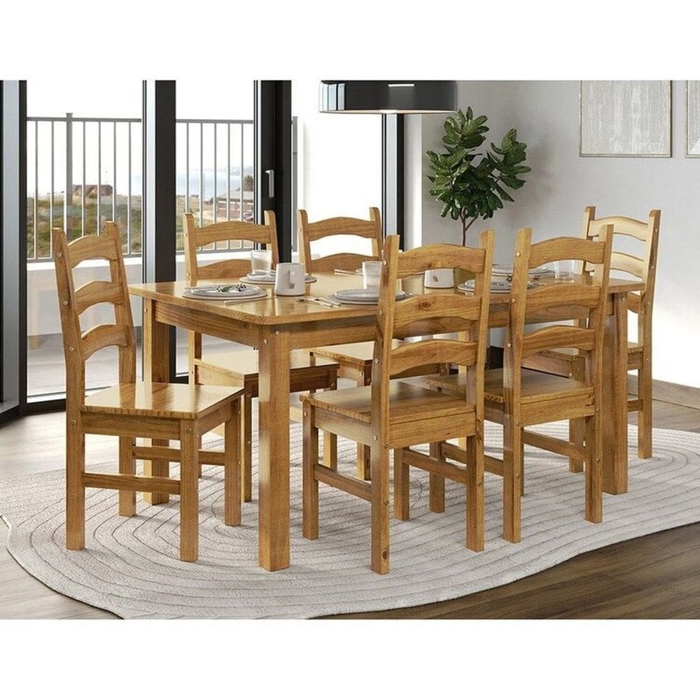 Conjunto Sala de Jantar Mesa Retangular 160cm e 6 Cadeiras em Madeira Maciça Napoli Espresso Móveis Nogueira