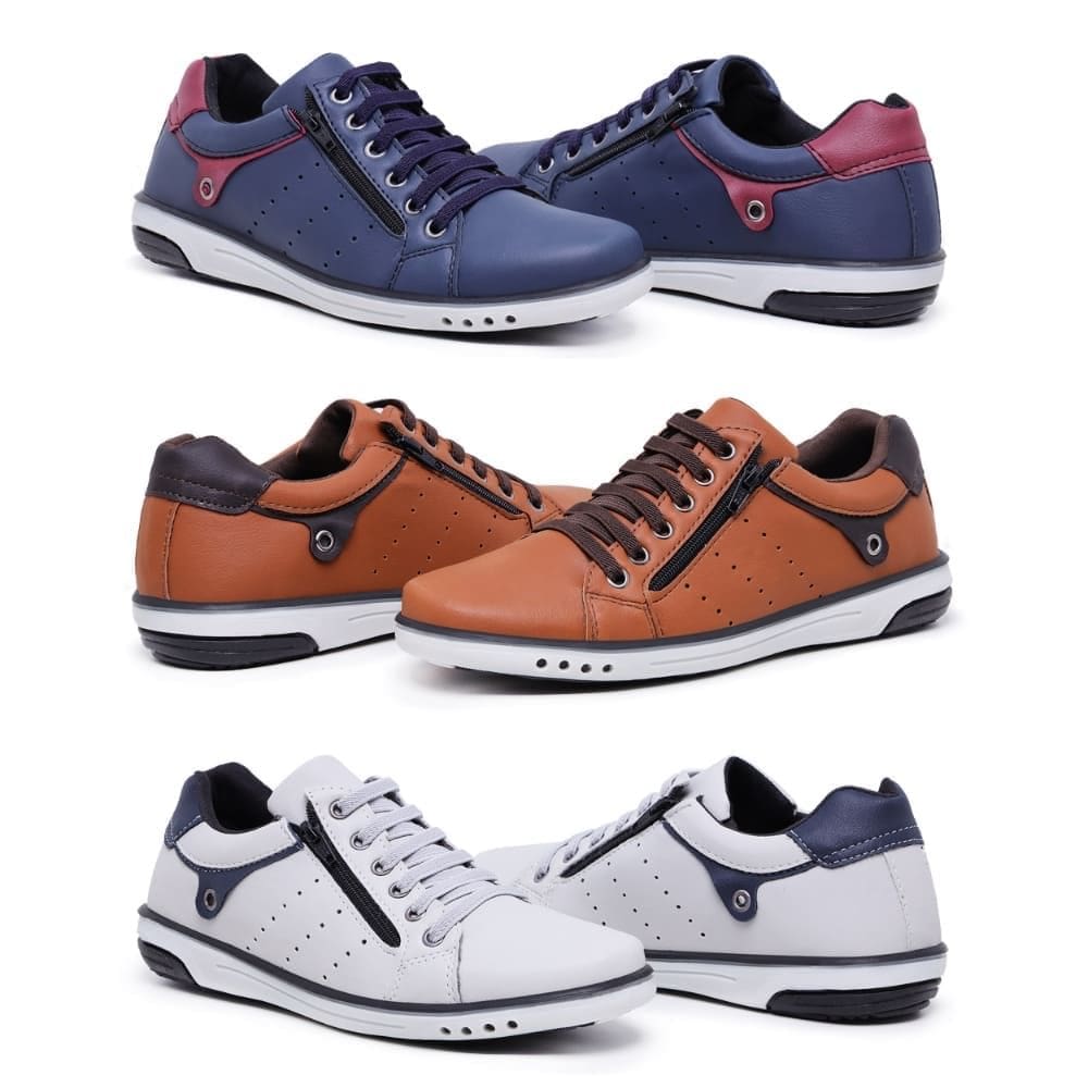 Kit 3 Sapatênis Masculinos Estilo Casual Elástico e Zíper