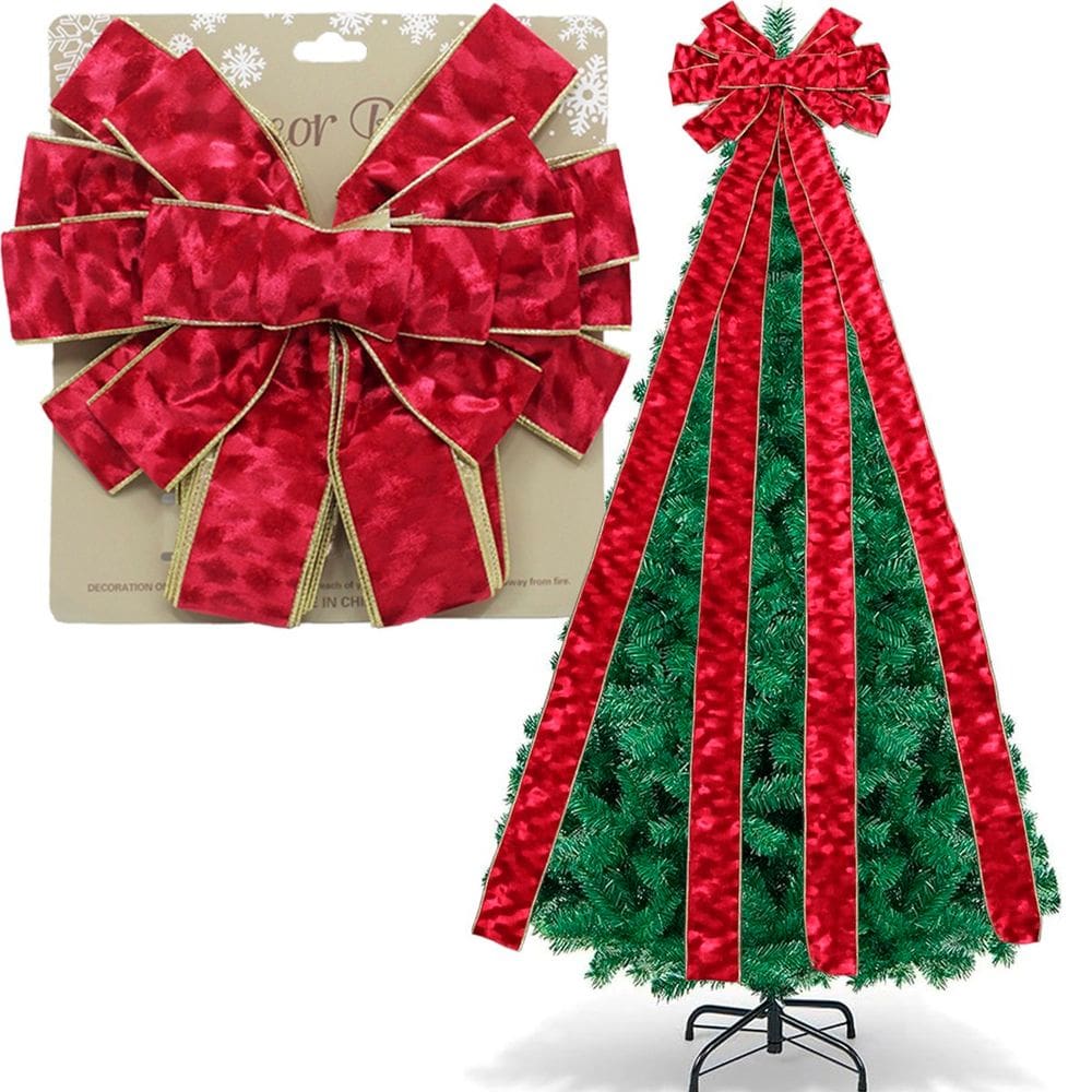 Laço Decorativo Vermelho Enfeite Árvore Natal Ponteira 140cm