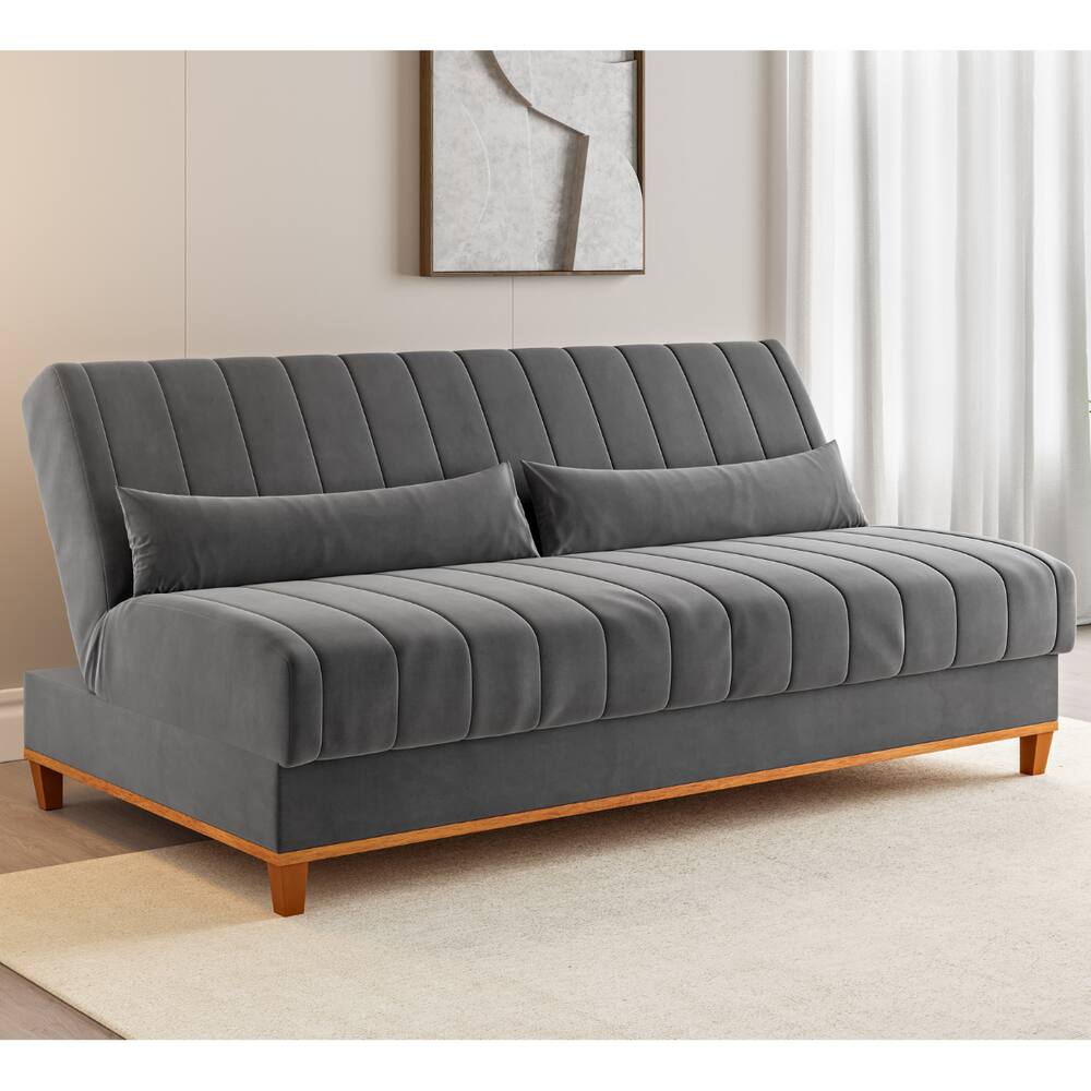 Sofa Cama Veneza 1,80 Reclinável 3 Lugares Veludo Grafite