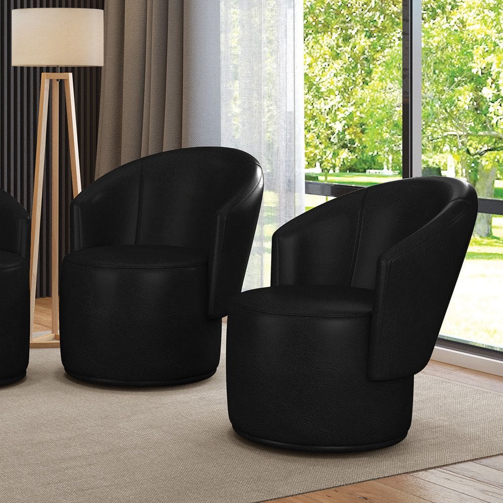 Poltrona Decorativa Orgânica Fixa para Sala Kit 2 Malu Sintético PU M11 - D`Rossi