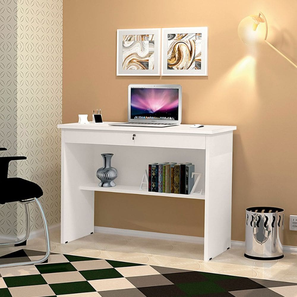 Escrivaninha para Notebook Computado Gaveta Orquídea - Branco