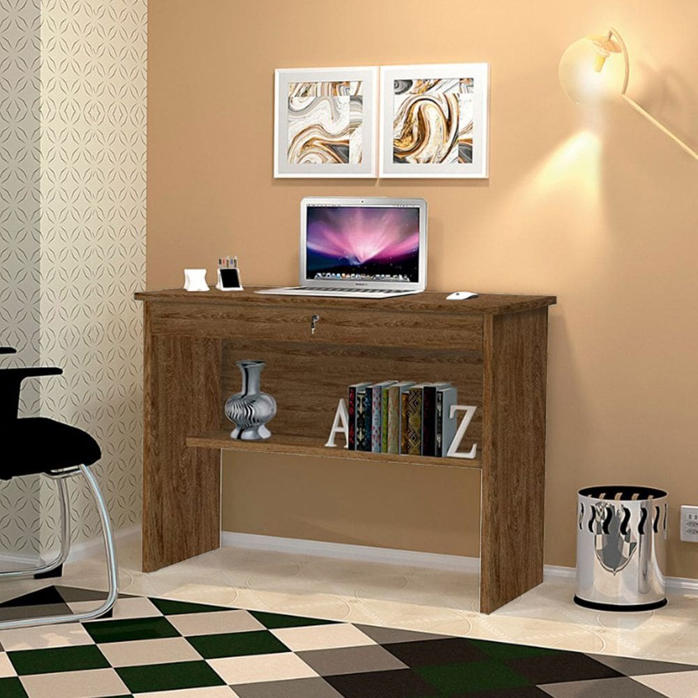 Escrivaninha Mesa Aparador Orquídea 01 Gaveta com Chave - Imbuia