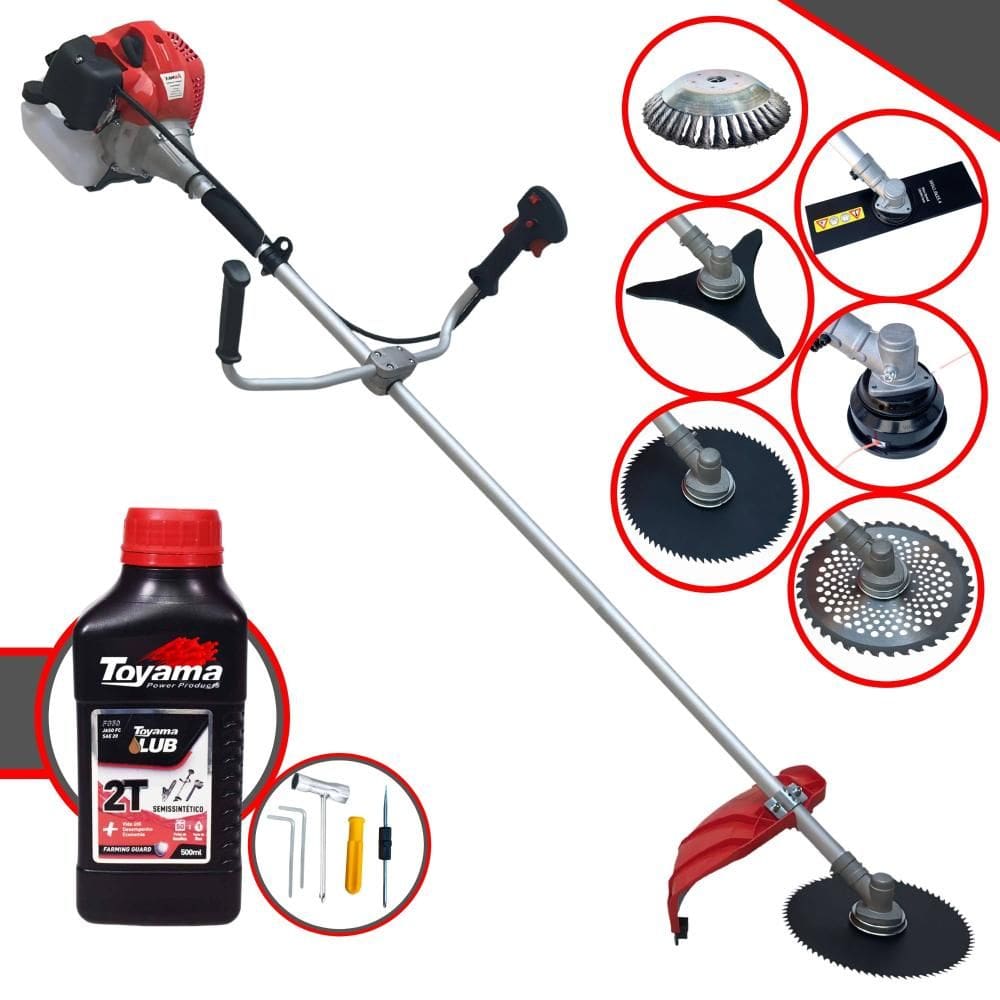 Aparador de Grama À Gasolina Anmax CG430P 43cc 2HP 9.000rpm Roçadeira Multifuncional Lateral Com 6 Opões de Cortes + ÓLEO TOYAMA 2T