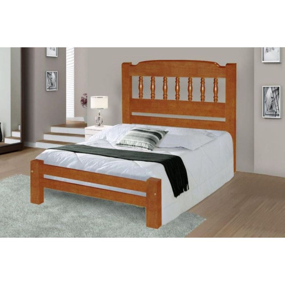Cama de Casal Roma de Madeira Maciça Tauari