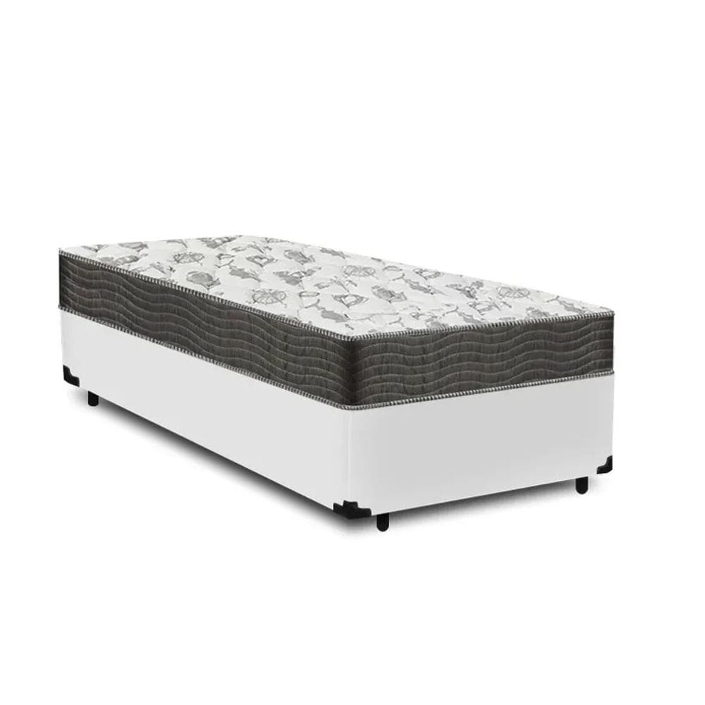 Cama Base Box Solteiro Branco Colchão ISO 100 D33 - Ortobom