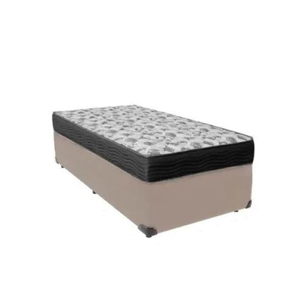 Cama Base Box Solteiro Bege Colchão ISO 100 D33 - Ortobom