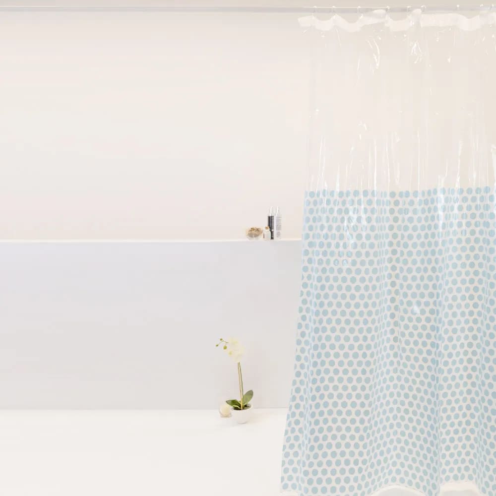 Cortina Para Box Banheiro PVC Antimofo 198x180cm - Bolas Azuis