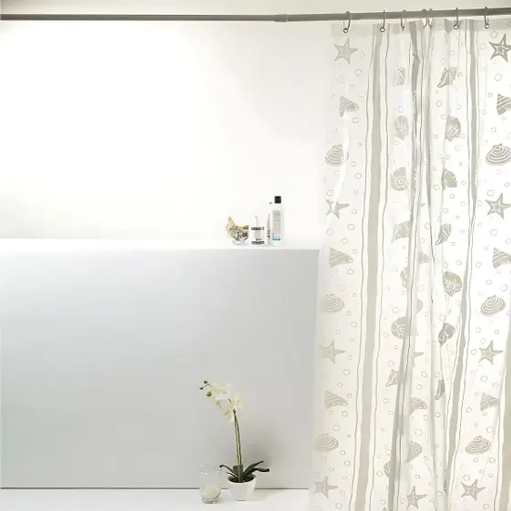 Cortina Para Box Banheiro PVC Antimofo 198x180cm - Concha Branca