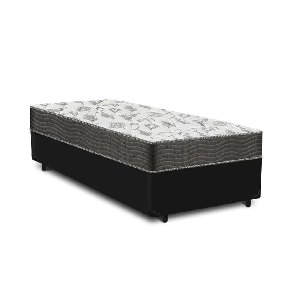 Cama Base Box Solteiro Preto Colchão ISO 100 D33 - Ortobom