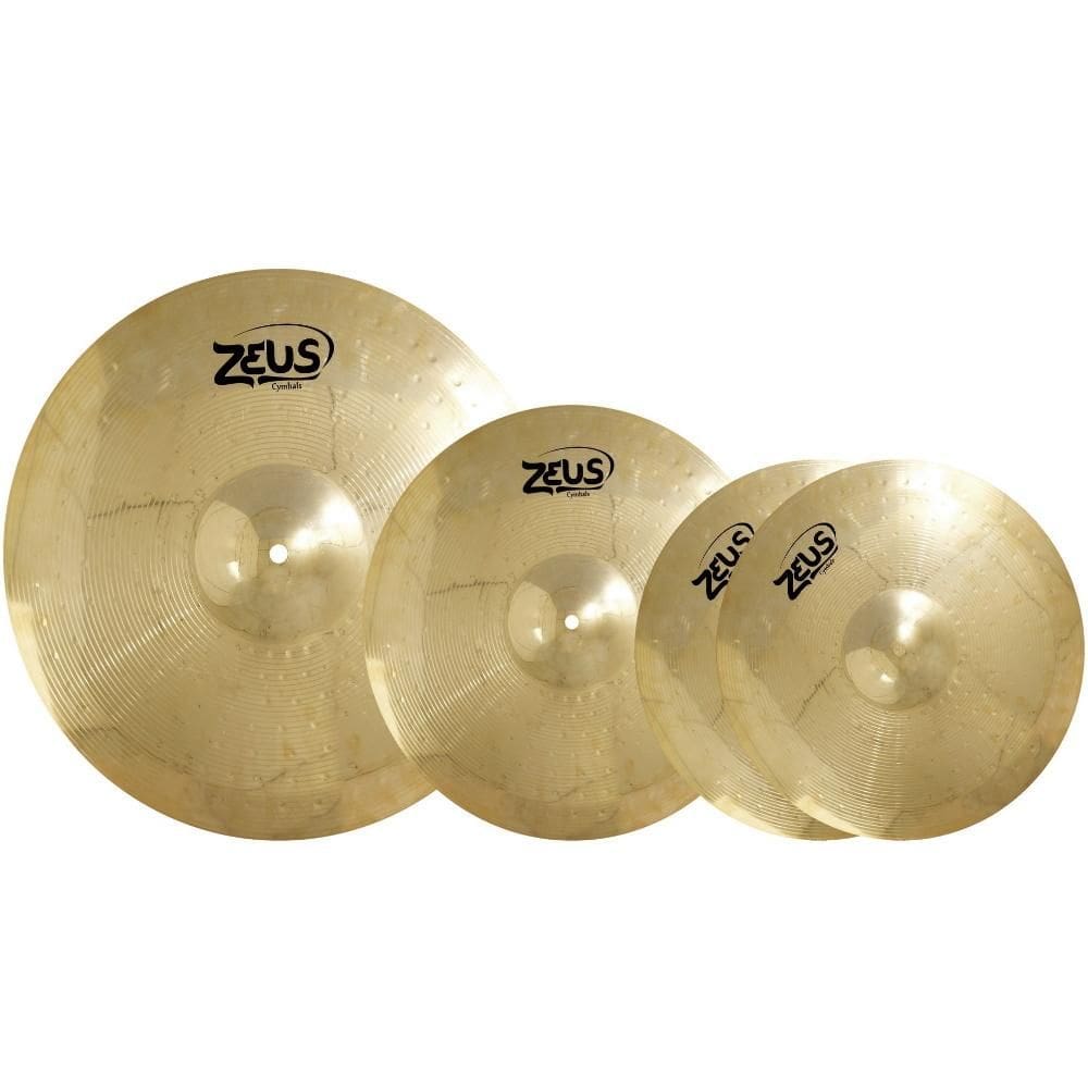Kit de Pratos Zeus Beginner Set C 13`` 16`` 20`` - Com Bag