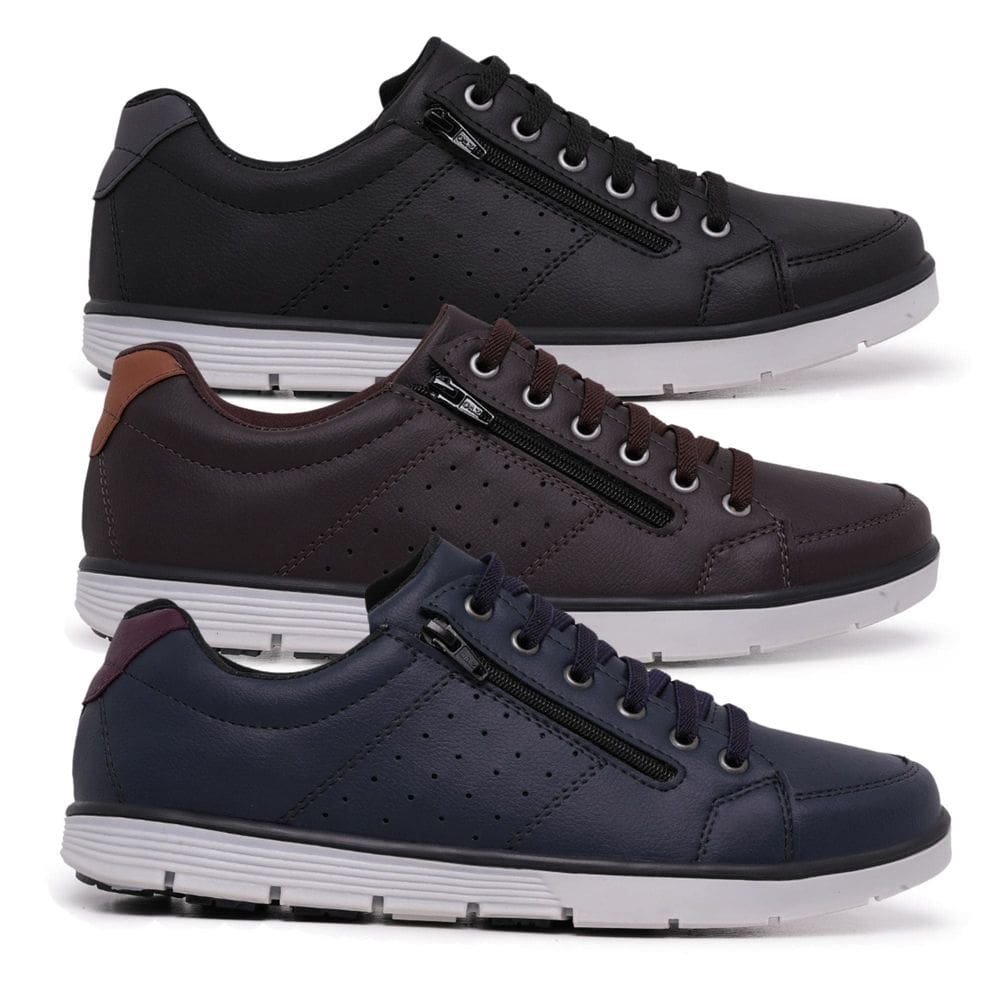 Kit 3 Pares Sapatenis Masculino Ziper Cadarço Confortável