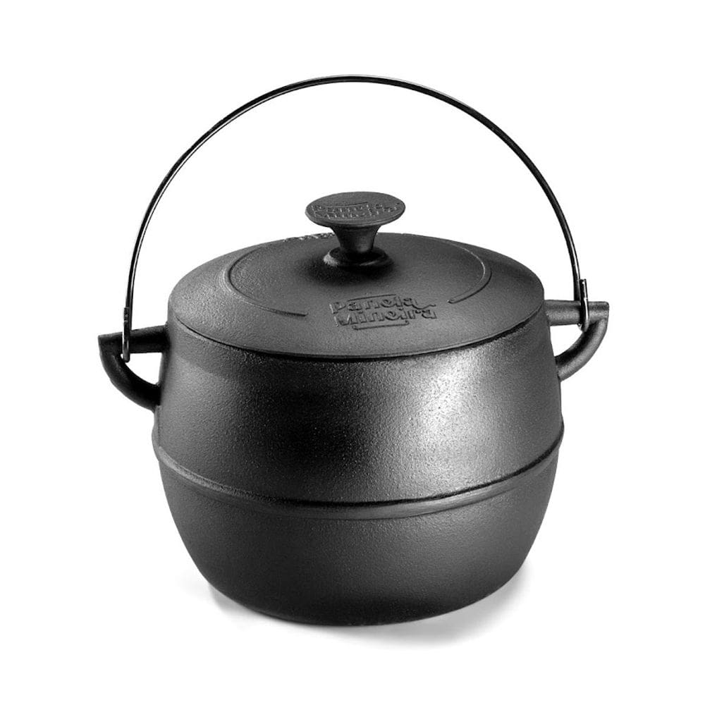Caldeirão Bojudo Tampa e Alça Ferro Panela Mineira 14cm 2L