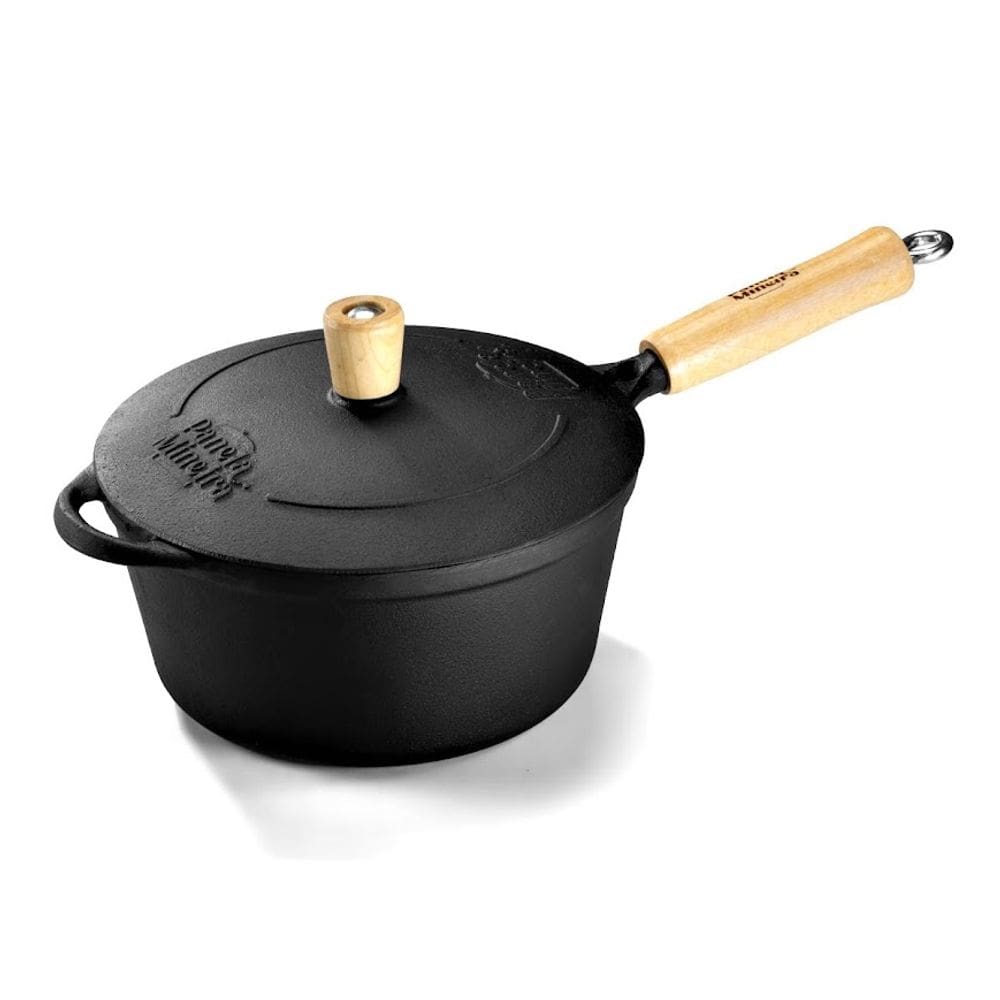Caçarola Emily Cabo Madeira Panela Mineira Tampa Ferro 18cm