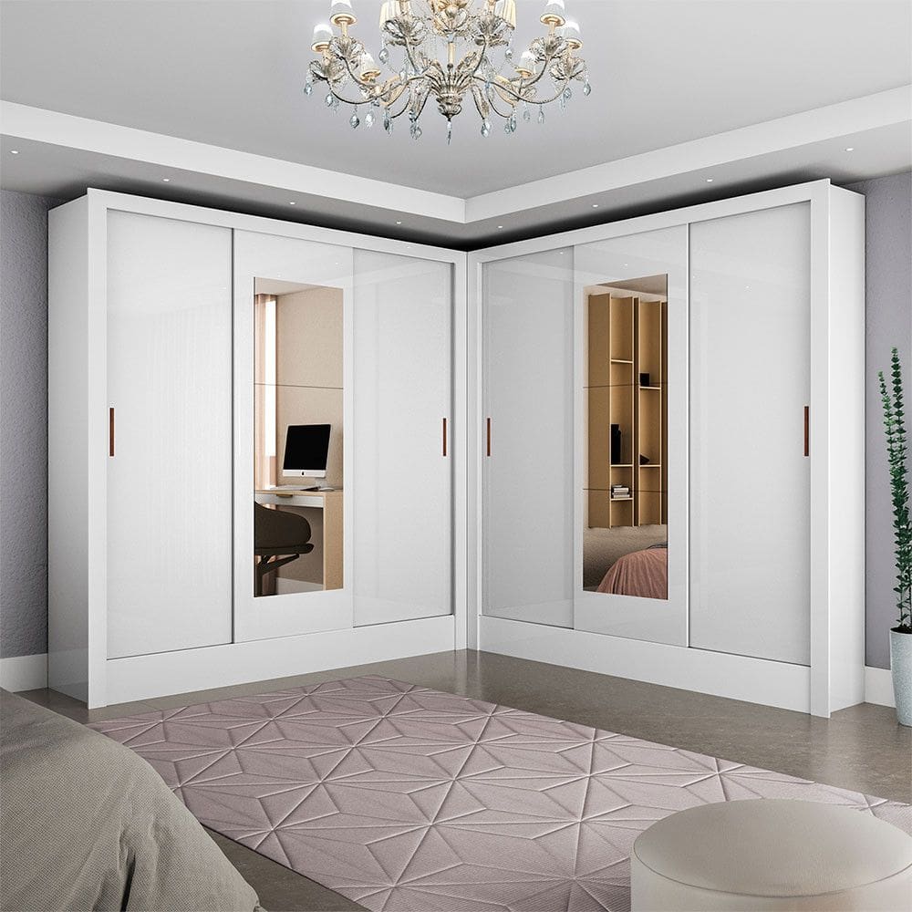 Closet Casal Duplo Dubai 6 Portas com Espelho 6 Gavetas
