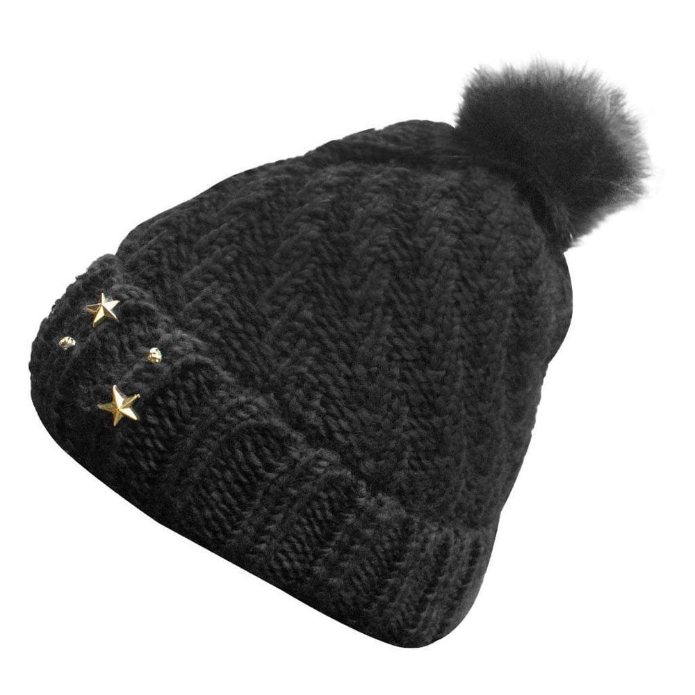 Touca Gorro Adulto Preta Pompom Tamanho Único