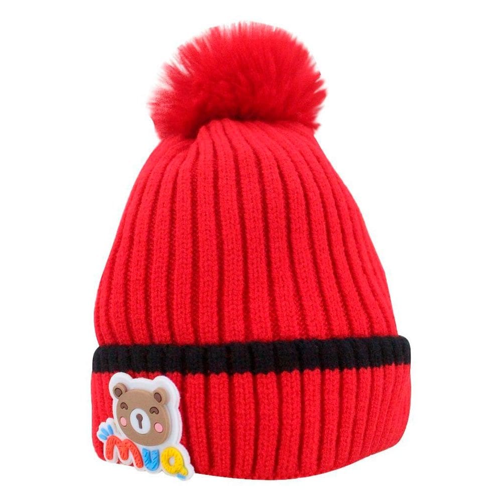 Touca Gorro Infantil Vermelha Ursinho Tamanho Único