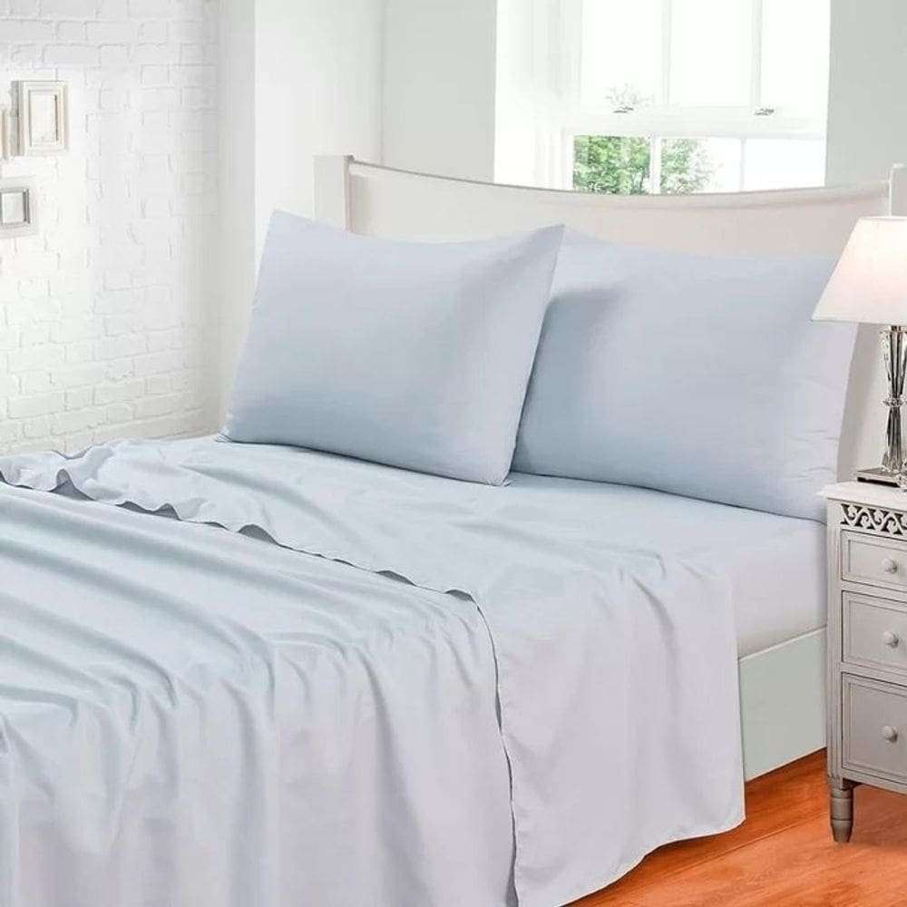 Jogo De Cama 3 Peças 300 Fios Toque De Seda - Jolitex - Cinza - Solteiro 2 Peças