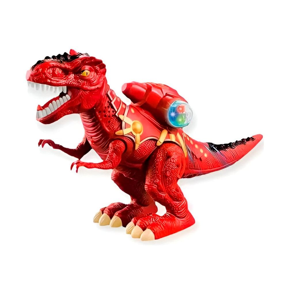 Tiranossauro Rex Solta Fumaça Anda Sons LED Luzes Vermelho