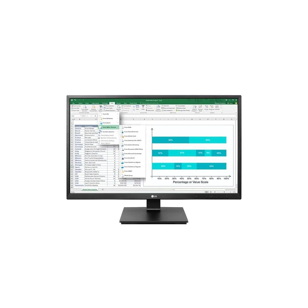 Monitor LG Tela IPS de 24", Full HD, HDMI, DisplayPort, VGA, Ajuste de Altura, Inclinação e Pivotagem