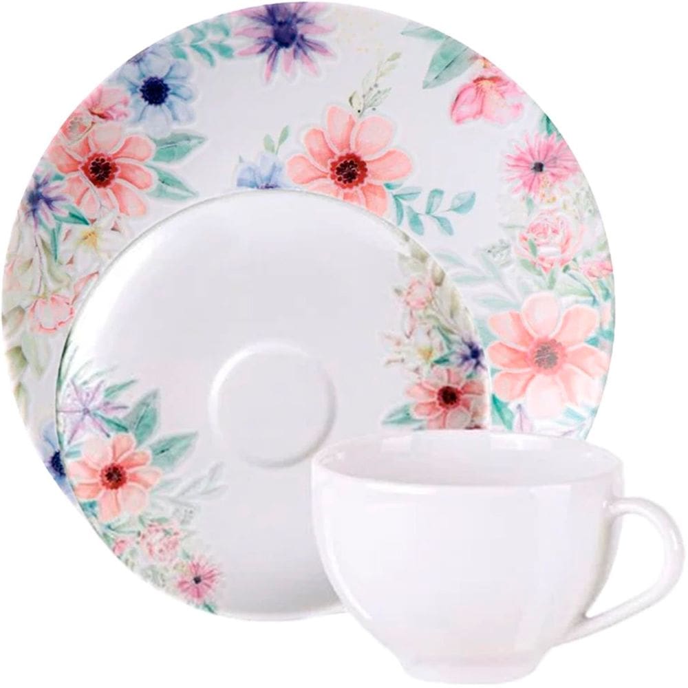 Kit Jogo De Café Lanche 24Pçs 12 Pessoas Floratta Tramontina