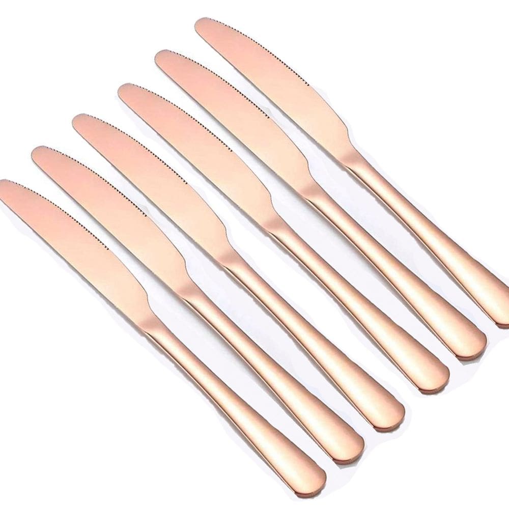Conjunto 6pçs Cortes De Mesa Inox Rose Gold Luxo Rústico