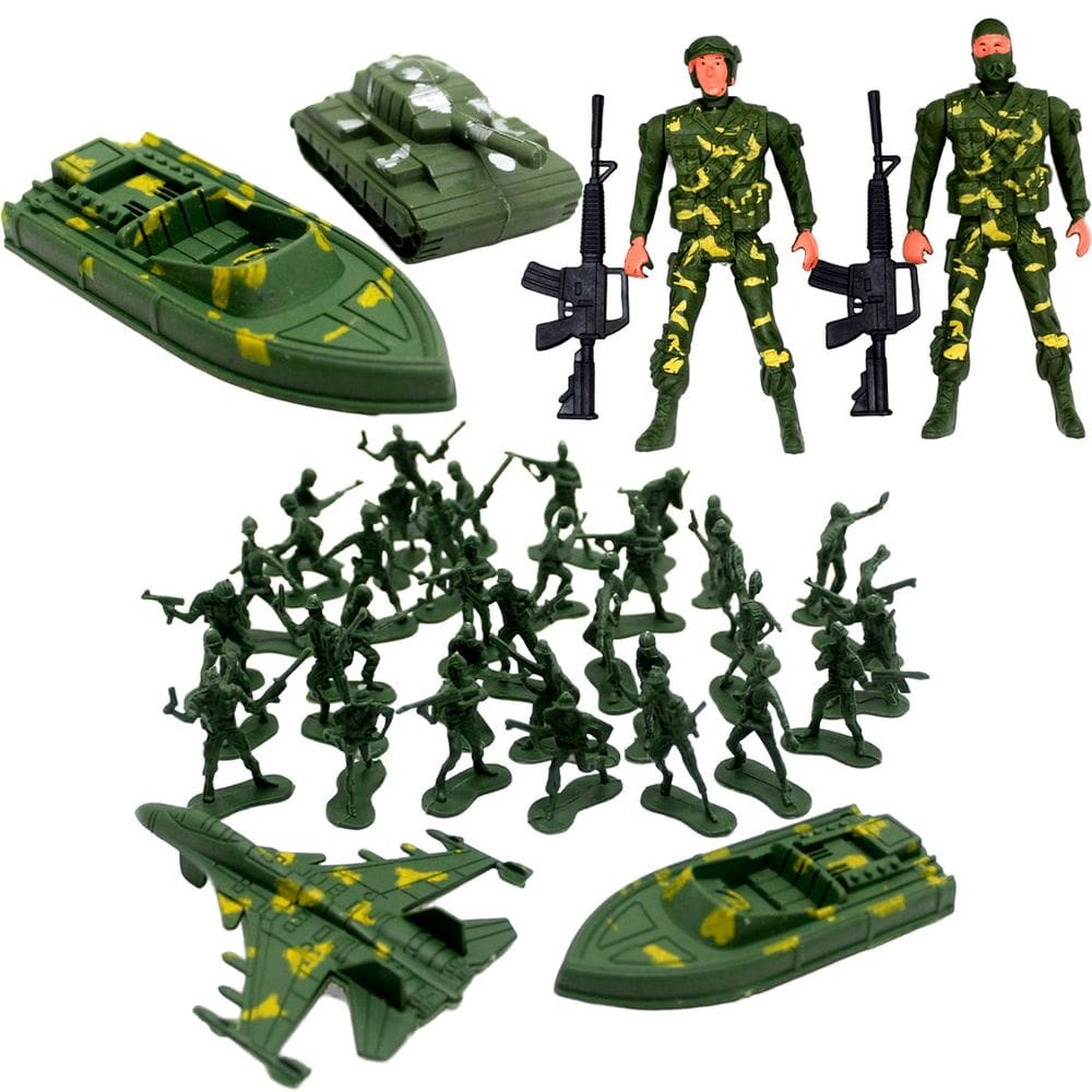 Kit Brinquedo Exército Militar Soldados Com Acessórios 43Pçs