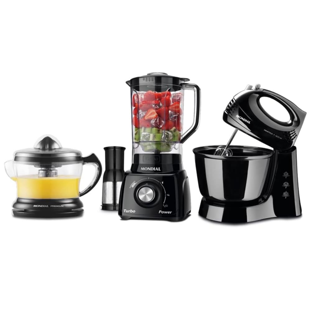 Conjunto Mondial Liquidificador Batedeira Espremedor 110V