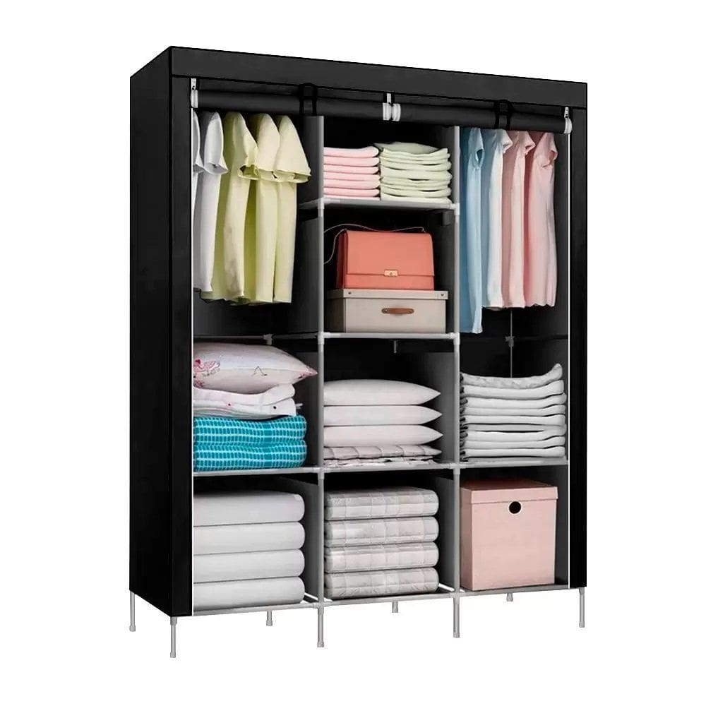 Guarda Roupas Desmontável E Dobrável Armário Organizador - Jolitex MEK - Preto