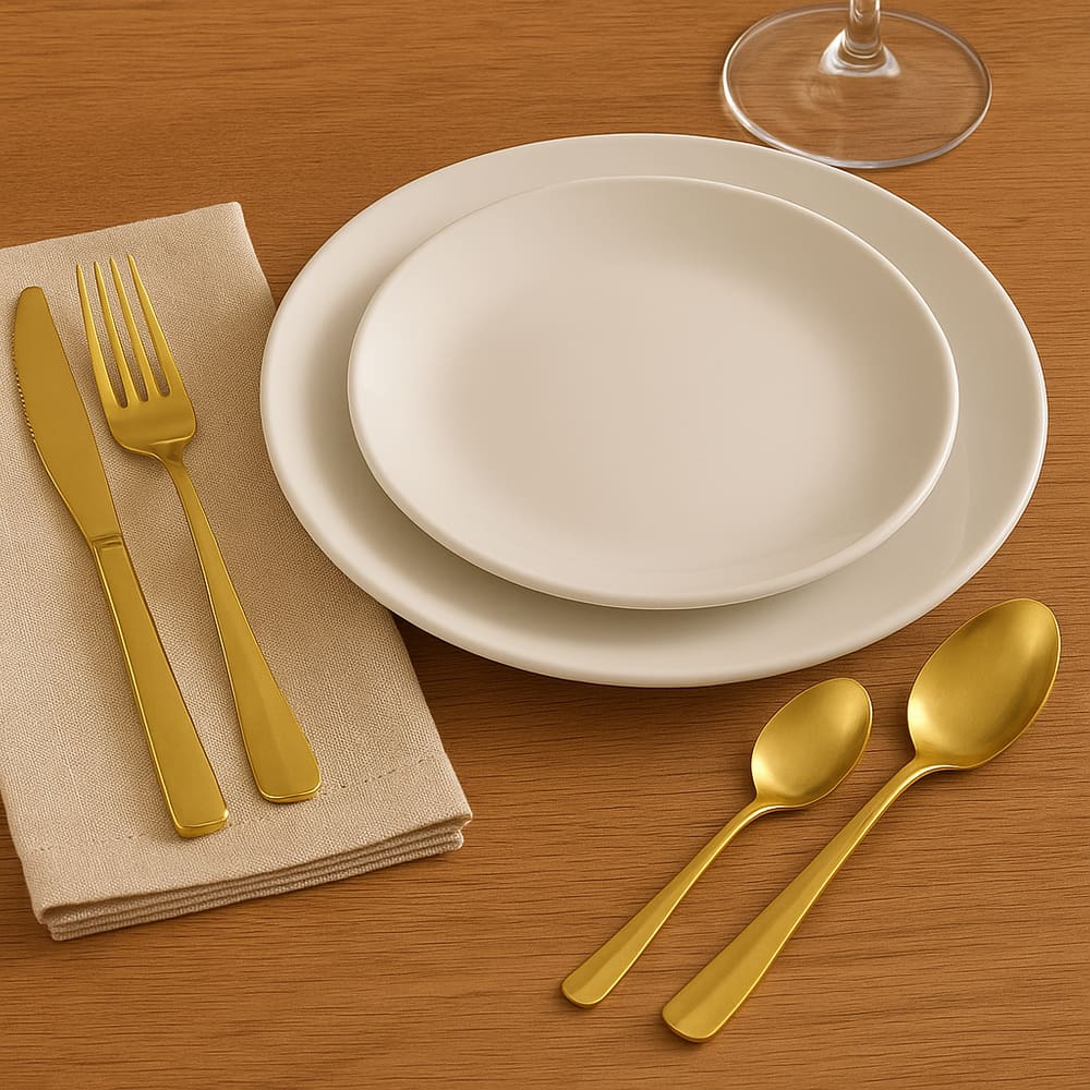 Jogo de Talheres Faqueiro 24 Peças de Aço Inox Dourado Gold - Gold