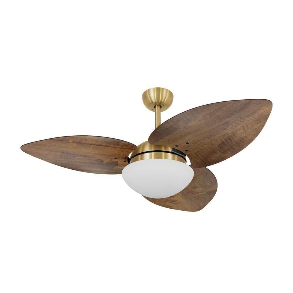 Ventilador De Teto Dormamu Dourado 3 Pás Rádica Imbuia 220v