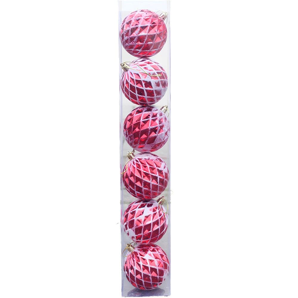 Kit 6 bolas De Natal Enfeite Árvore De Natal Vermelha 75mm