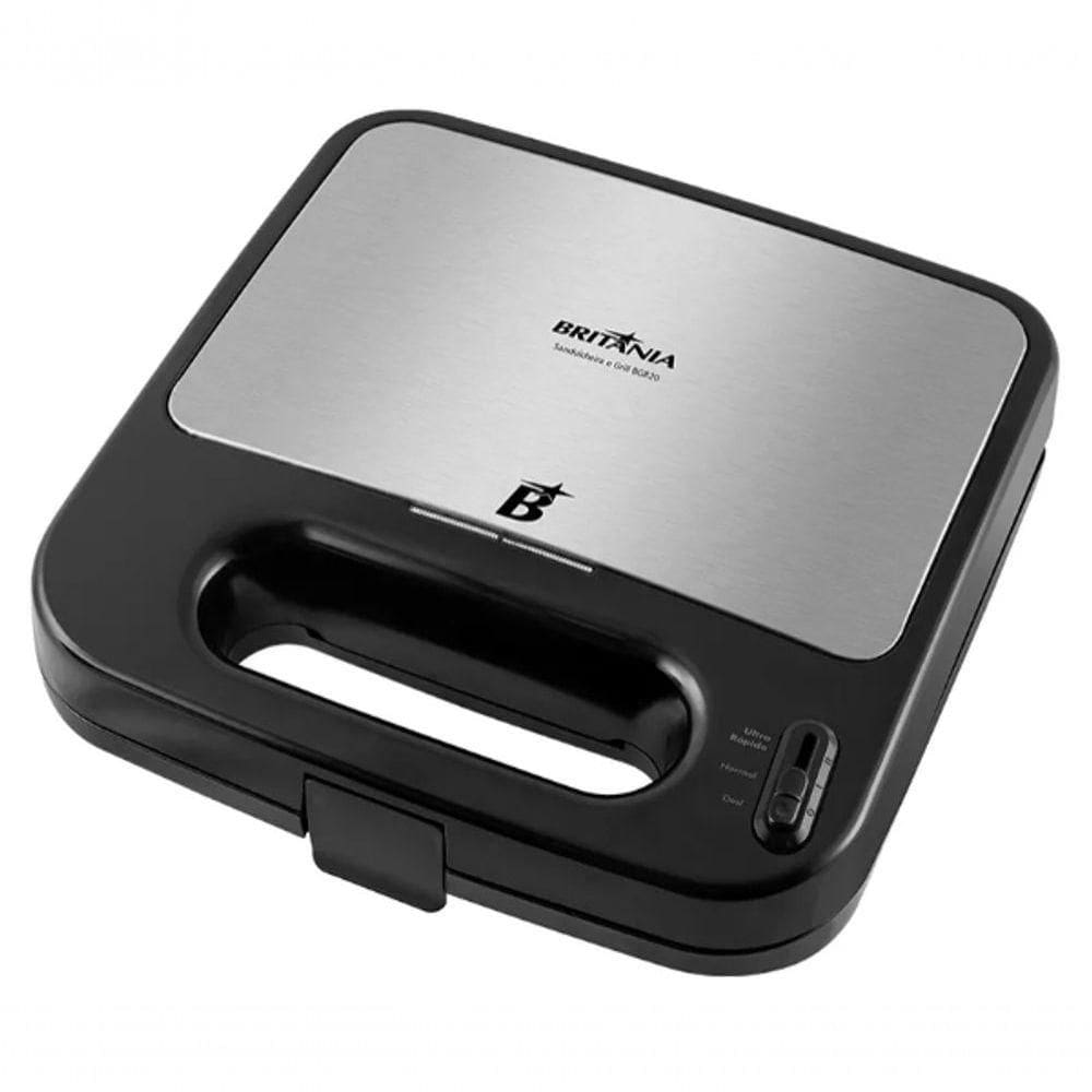 Sanduicheira Grill Eletrica Britania Black Inox 1500w 220V