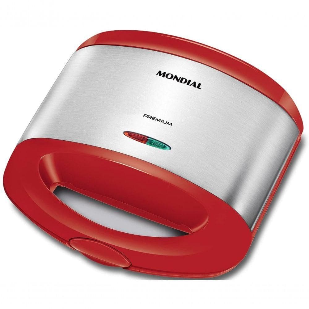 Sanduicheira 800w Mondial Antiaderente Grelhas Duplas Vermelho 220V