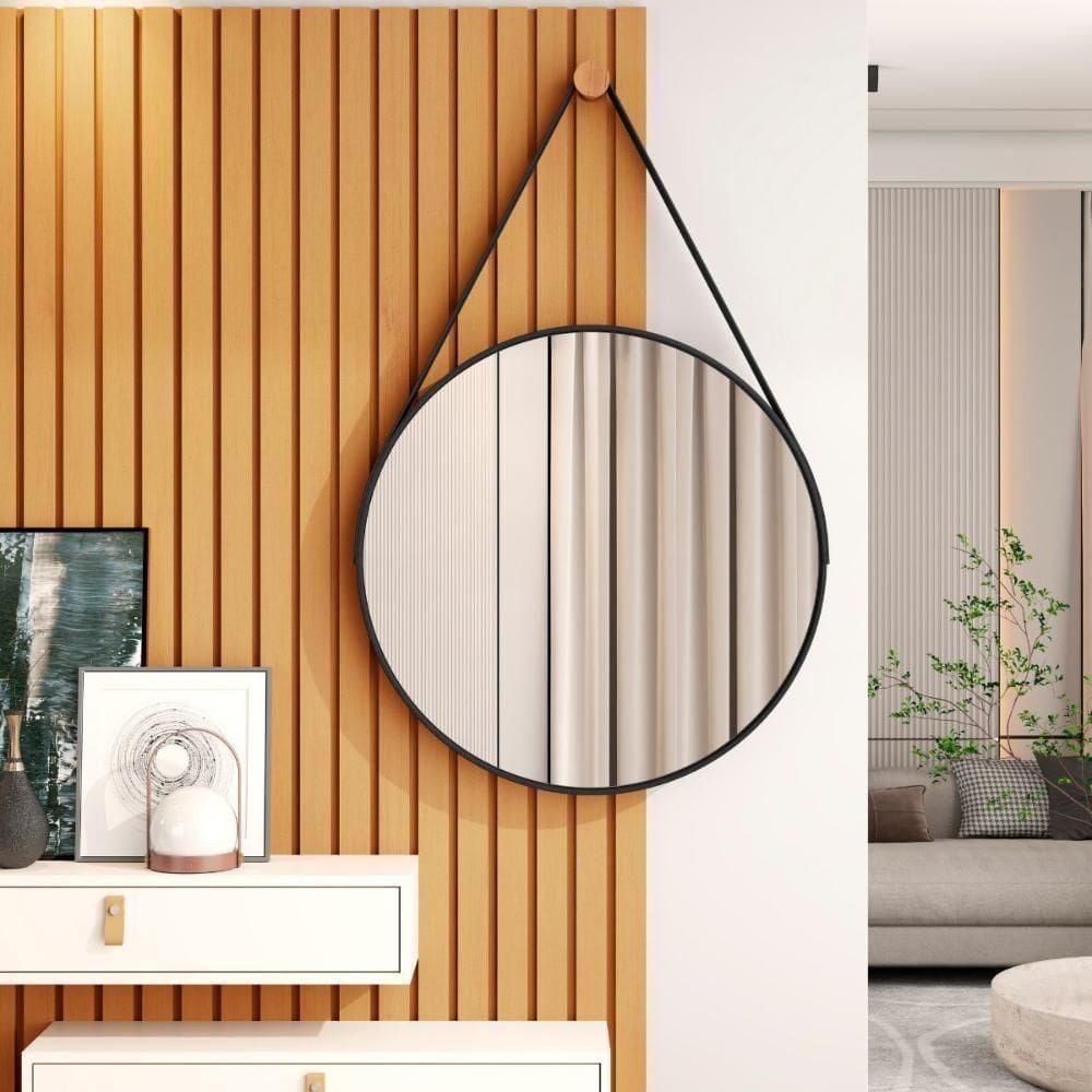 Espelho Orvalho 80 Cm Com Alça Preto