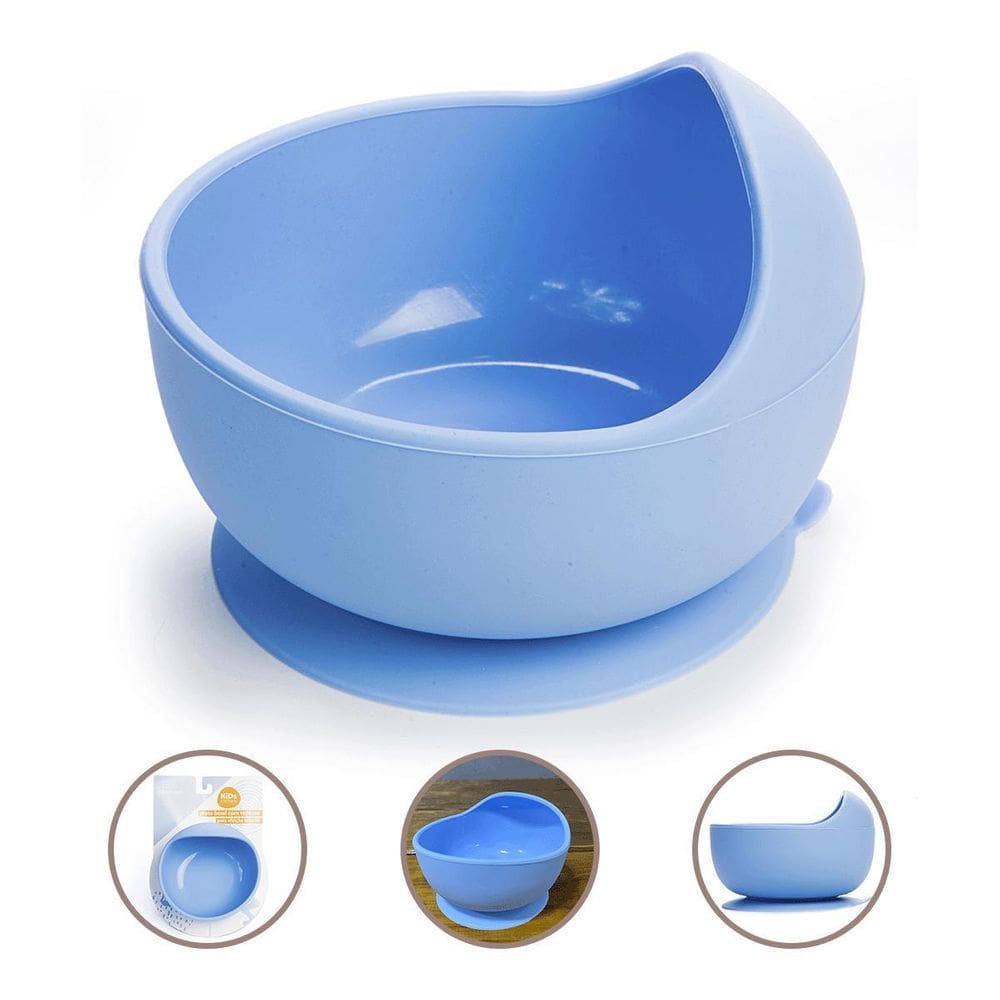 Prato Fundo Bowl Ventosa Em Silicone Bebê Infantil - Azul