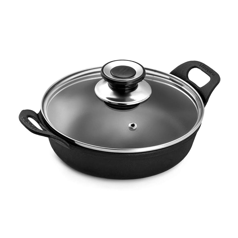 Travessa Estilo Redonda Ferro Tampa Vidro PanelaMineira 14cm