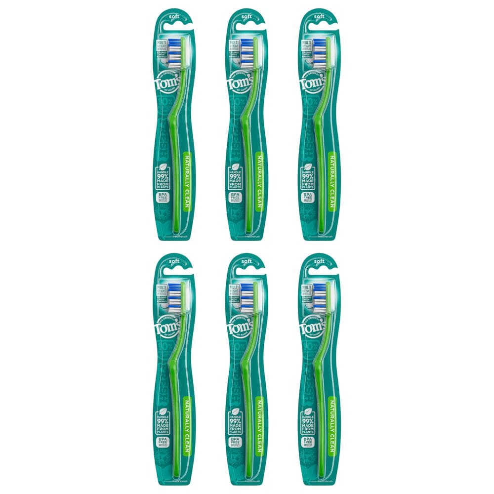 Escova de dentes Tom`s of Maine Naturally Clean Soft, pacote com 6
