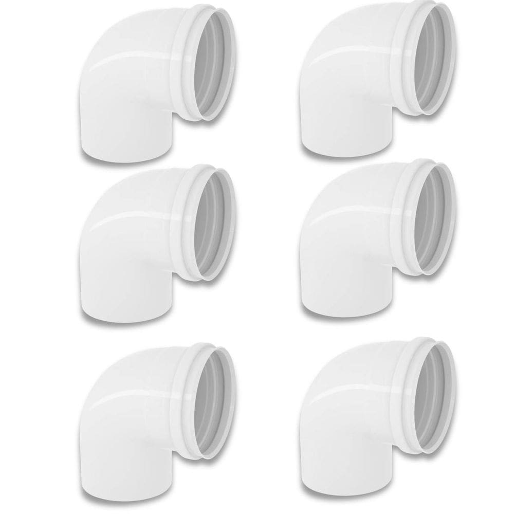 Kit 6 Cotovelos Joelho Esgoto Pvc 90 Graus Branco 100Mm